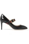 GUCCI Sylvie grosgrain-trimmed leather pumps