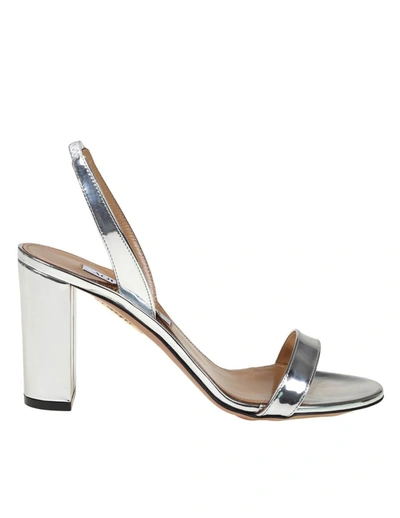 Aquazzura 90mm Metallic-finish Sandals In Silver