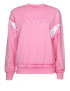 Lanvin Embroidered-logo Crew-neck Sweatshirt In Peony