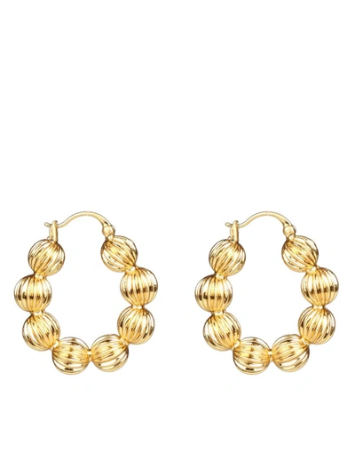 Tory Burch Roxanne Fluted Bead Hoop Earrings In Rolled Brass