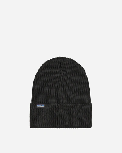 Patagonia Mens Black Fisherman's Rolled Logo-patch Knit Beanie Hat