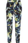 ERDEM GIULIA CROPPED PRINTED SILK CREPE DE CHINE SLIM-LEG trousers