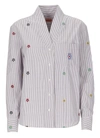 Kenzo Striped Target-logo Poplin Shirt In Purple