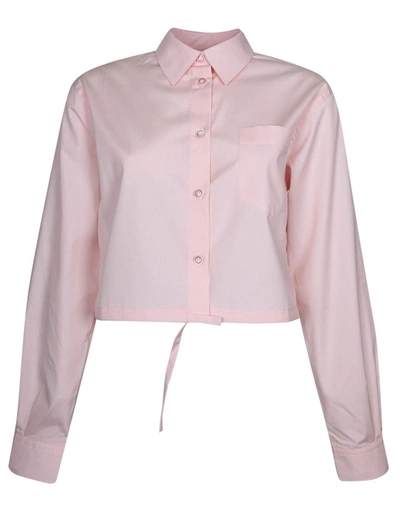 Marni Logo-embroidered Cotton Shirt In Pink