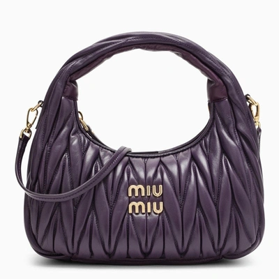 Prada Miu Miu Small Miu Wander Purple Matelasse Bag Women