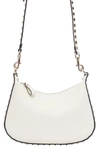Valentino Small Rockstud Leather Hobo Bag In 098 Ivory