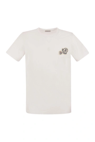 Moncler Men's Double Logo-patch T-shirt In White