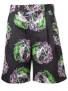 Msgm Graphic-print Straight-leg Shorts In Black