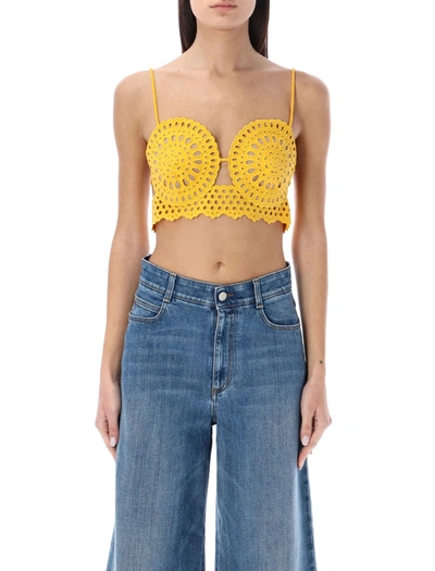 Stella Mccartney Broderie Anglaise Cropped Top In Yellow