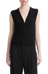 Vince Shrunken Wool Knit Button-front Sweater Vest In Black