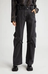 Acne Studios Washed Cotton-canvas Wide-leg Cargo Trousers In Washed Black