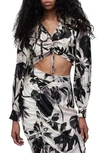 Allsaints Carlie Jackie Floral Cropped Blouse In Ecru White