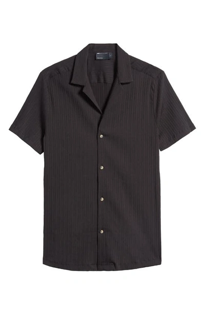 Asos Design Relaxed Fit Short Sleeve Stretch Button-up Camp Shirt In Black