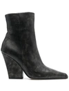 Paris Texas Jane Ankle High Heels Ankle Boots In Black Leather In Black