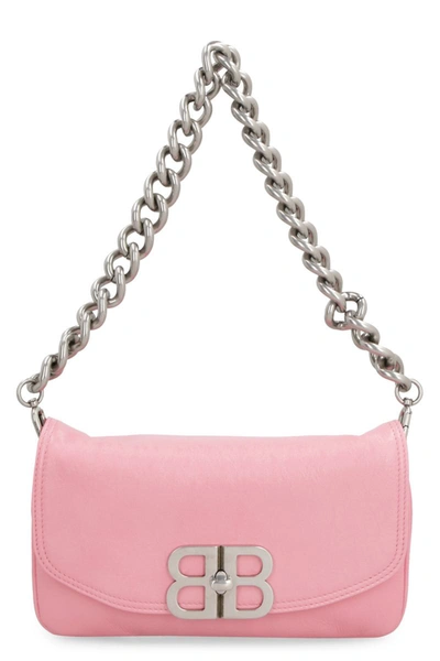 Balenciaga Bb Soft Flap Leather Shoulder Bag In Pink