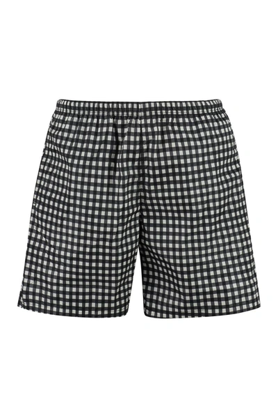 Prada Checked Swim Shorts In White