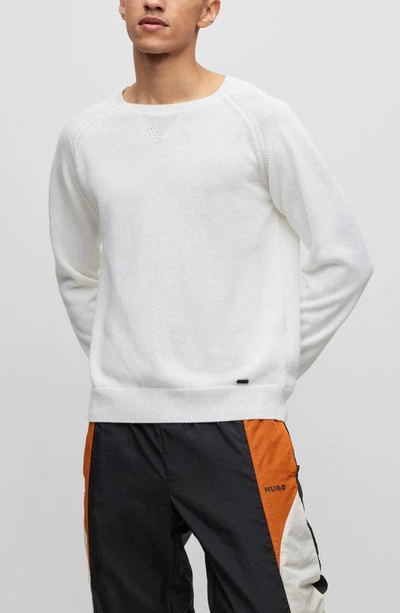 Hugo Regular-fit Sweater In Linen And Cotton In White