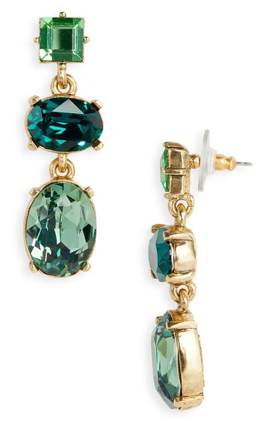 Oscar De La Renta Claudia Crystal Drop Earrings In Emerald Multi