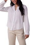 BELLA DAHL TONAL STRIPE COTTON & LINEN BUTTON-UP SHIRT