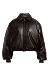 Acne Studios Faux Leather Bomber Jacket In Dark Brown
