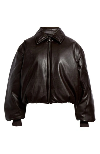 Prada Coated Bomber Jacket In Dark Brown