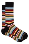 Paul Smith Men Sock Twxture Stripe In Orange Multi