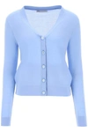 Tory Burch Simone Button-down Wool-silk Cardigan In Blue