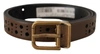 Dolce & Gabbana Brown Leather Perforated Crown Belt In Brown