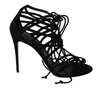 Dolce & Gabbana Black Suede Strap Stilettos Shoes Sandals In Black
