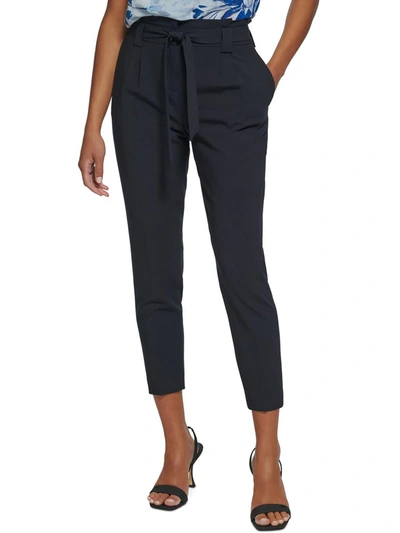 Calvin Klein Petites Womens Stretch Wear-to-work Ankle Pants In Blue