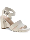 SUN + STONE RAYNAA WOMENS FAUX LEATHER STACKED HEEL ANKLE STRAP