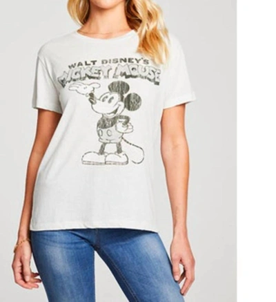 Chaser Mickey Mouse Recycled Vintage Tee In Off White