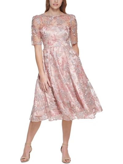 Eliza J Womens Embroidered Midi Fit & Flare Dress In Multi