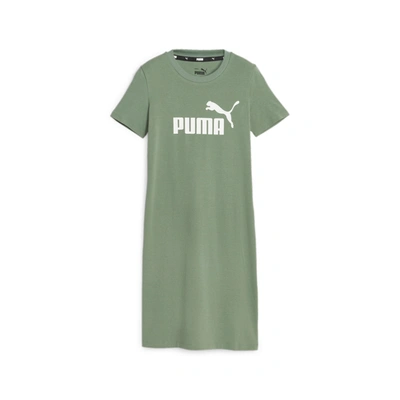 Puma Women's Essentials Logo Short-sleeve French Terry Dress In Eucalyptus