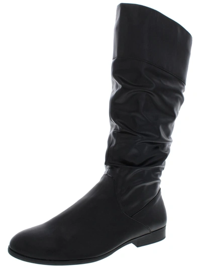 Style & Co Kelimae 2 Womens Faux Suede Ruched Mid-calf Boots In Black
