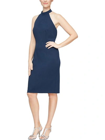 Alex & Eve Womens Ruffled Midi Sheath Dress In Blue