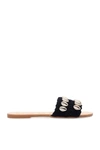Manebi Embellished Open-toe Slides In Black