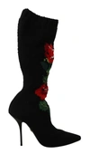DOLCE & GABBANA Dolce & Gabbana Stretch Socks  Roses Booties Women's Shoes