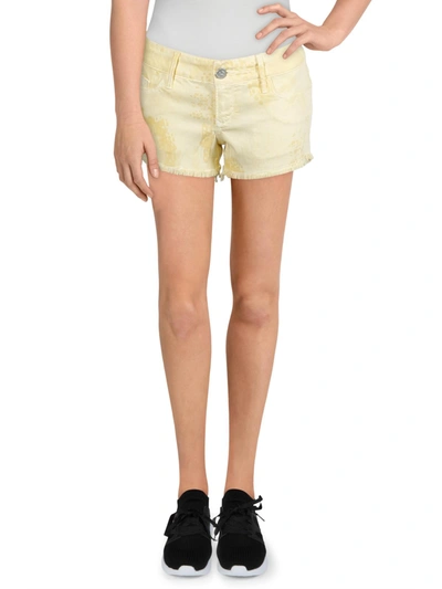 Black Orchid Black Star Womens Low Rise Cut Off Shorts In Yellow