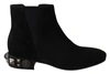 DOLCE & GABBANA Dolce & Gabbana Suede Embellished Studded Boots Women's Shoes