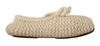 Dolce & Gabbana White Slip On Ballerina Flats Wool Knit Shoes In White