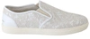 Dolce & Gabbana White Leather Lace Slip On Loafers Shoes In White