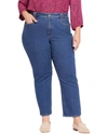 Nydj Plus Womens Relaxed Ankle Straight Leg Jeans In Multi
