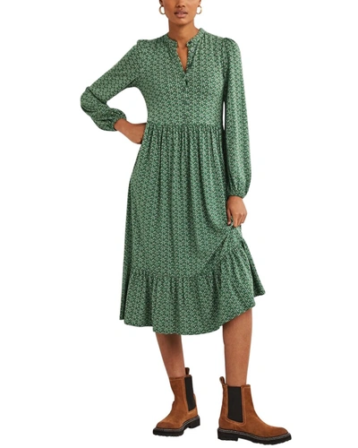 Boden Buttoned Jersey Midi Dress In Green