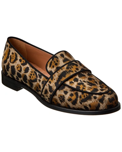 Aquazzura Martin Grosgrain-trimmed Loafers In Animal Print Ponyhair In Brown
