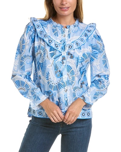 Sail To Sable Ruffle Top In Blue
