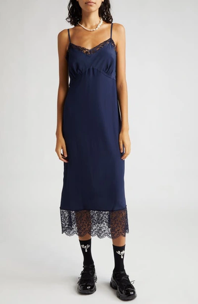 Simone Rocha Lace Trim Slipdress In Navy