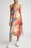 Erl Surf Print Mesh Halter Dress In  Red Sunset
