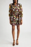 ALICE AND OLIVIA TIFFIE FLORAL LONG SLEEVE SHIRTDRESS