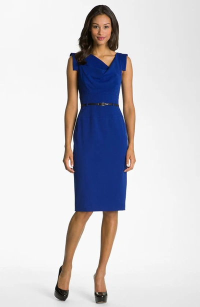 BLACK HALO BLACK HALO JACKIE BELTED STRETCH GABARDINE SHEATH DRESS